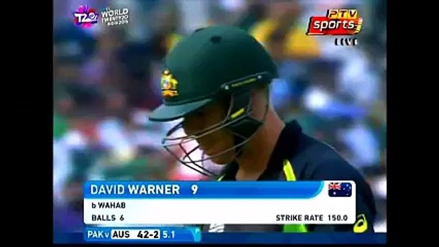 PAK vs AUS Wahab Riaz to David Warner OUT T20 Cricket WC 2016