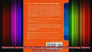 DOWNLOAD FREE Ebooks  Effective Instruction for STEM Disciplines From Learning Theory to College Teaching Full Ebook Online Free
