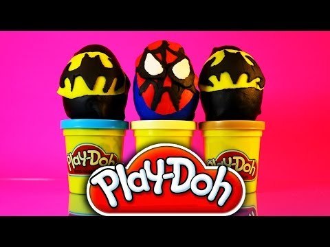 play doh surprise eggs unboxing batman spiderman batman play doh