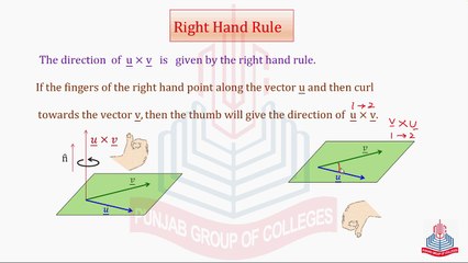 Vector Product or Cross Product:Right Hand Rule
