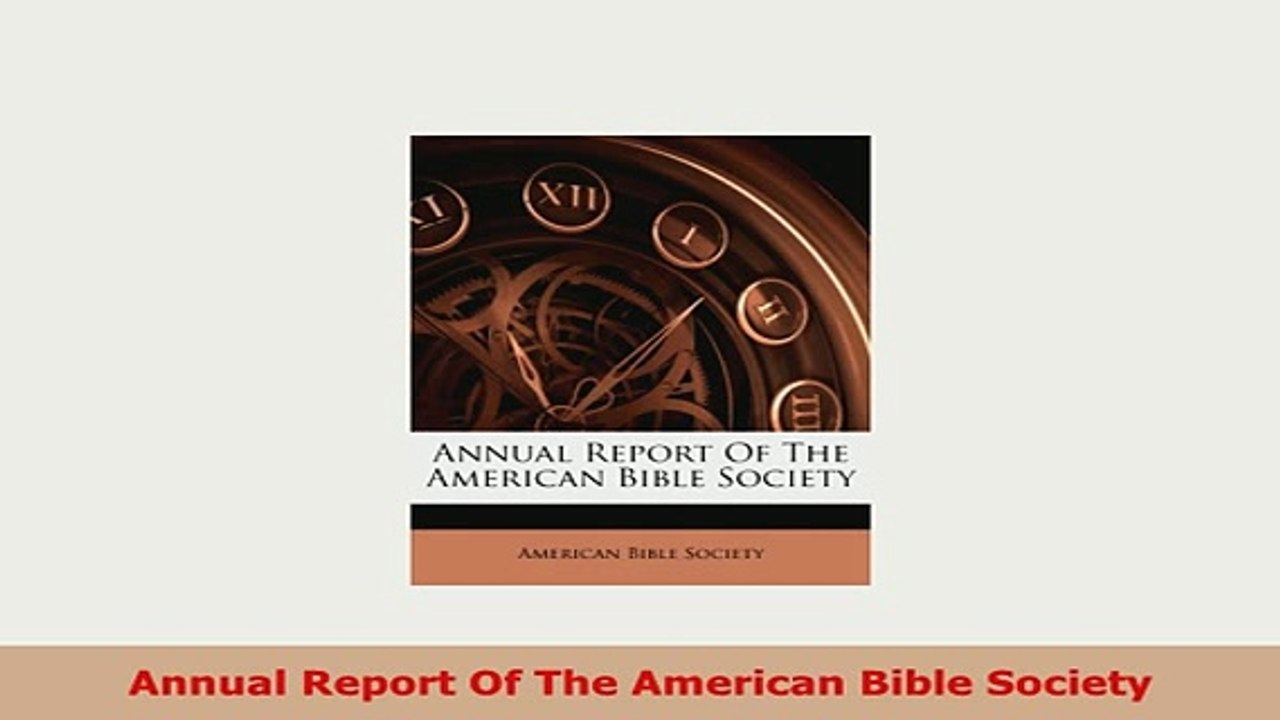 Download  Annual Report Of The American Bible Society Read Online