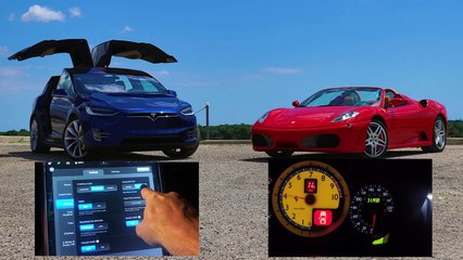 Tesla Model X vs Ferrari F430 Drag Race!