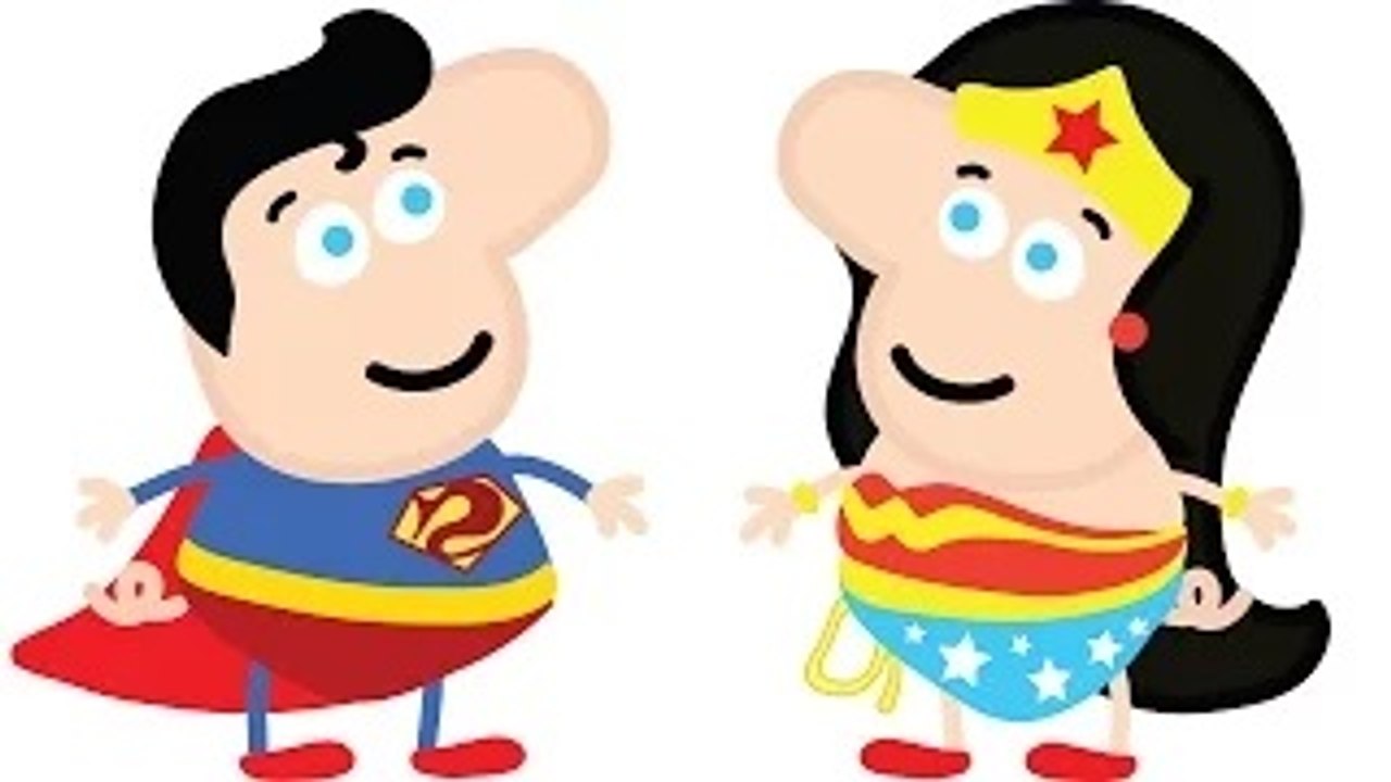 PEPPA PIG Transforms Into DC Comics SUPERMAN & WONDER WOMAN _ Coloring Videos For Kids