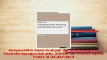 PDF  Ausgewählte Auswirkungen der Einführung des Kapitalanlagegesetzbuchs KAGB auf Private  EBook