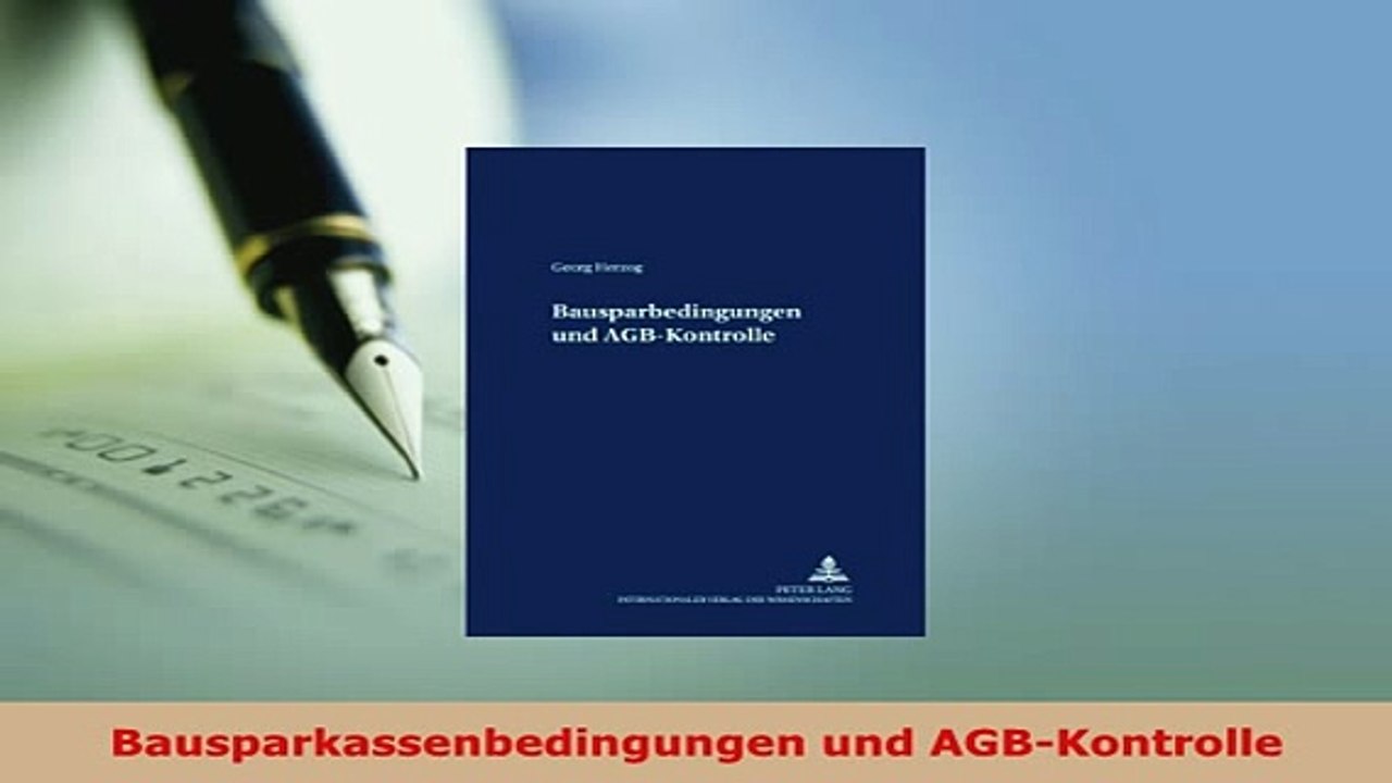 PDF  Bausparkassenbedingungen und AGBKontrolle  EBook