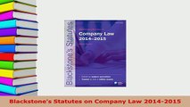 Download  Blackstones Statutes on Company Law 20142015  Read Online