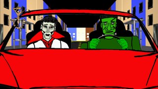 Chiste Dracula y Frank de Paseo en coche