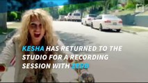 Kesha returns to studio in recording session with Zedd