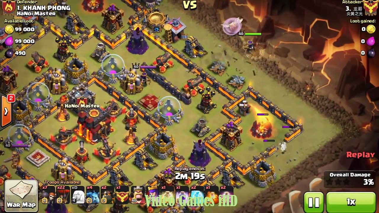 Clash Of Clans - Combo 1 ARCHER QUEEN + 4 HEALERS, Supper Queen War HALL 10 MAX 3- (Part 4)