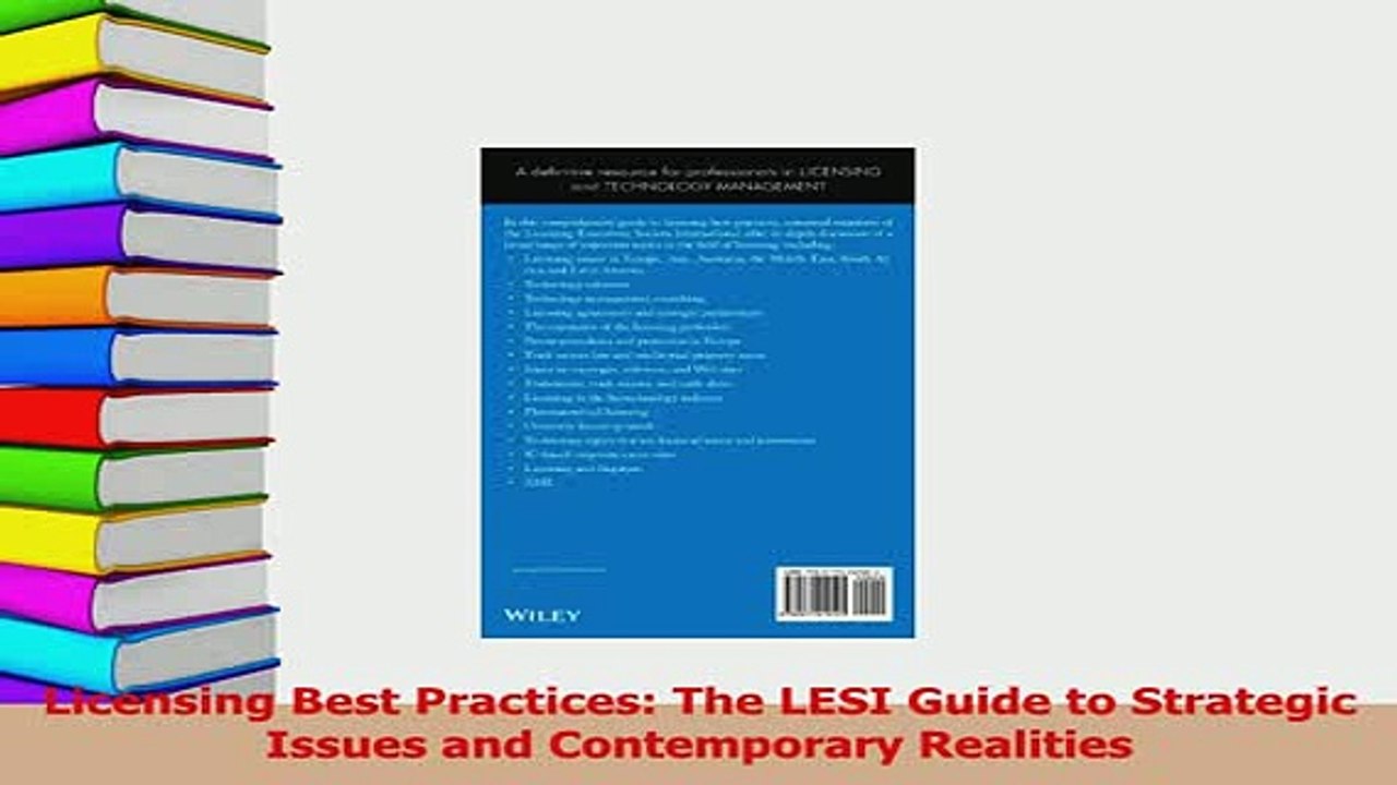 Read  Licensing Best Practices The LESI Guide to Strategic Issues and Contemporary Realities Ebook Free