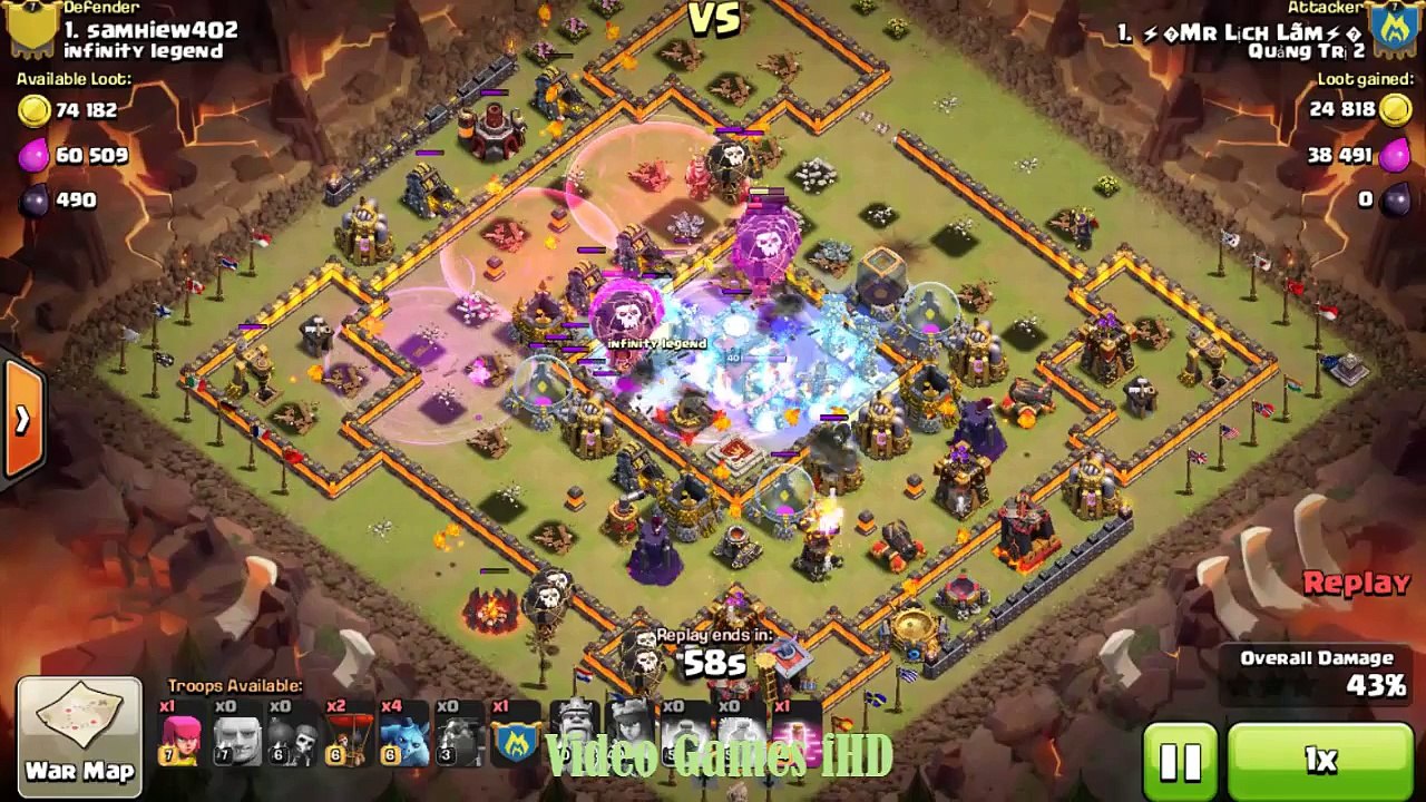 Clash Of Clans - Combo LAVA + BALLOON War HALL 10 3-