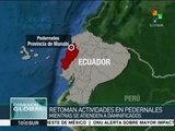 Ecuatorianos retoman sus actividades tras sismo desde algún campamento