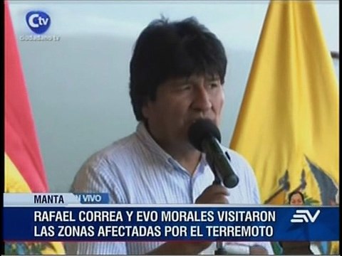 Presidentes Morales y Correa dieron declaración conjunta tras recorrido por zonas afectadas por terremoto