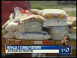 Evo Morales llegó a Manta con ayuda humanitaria