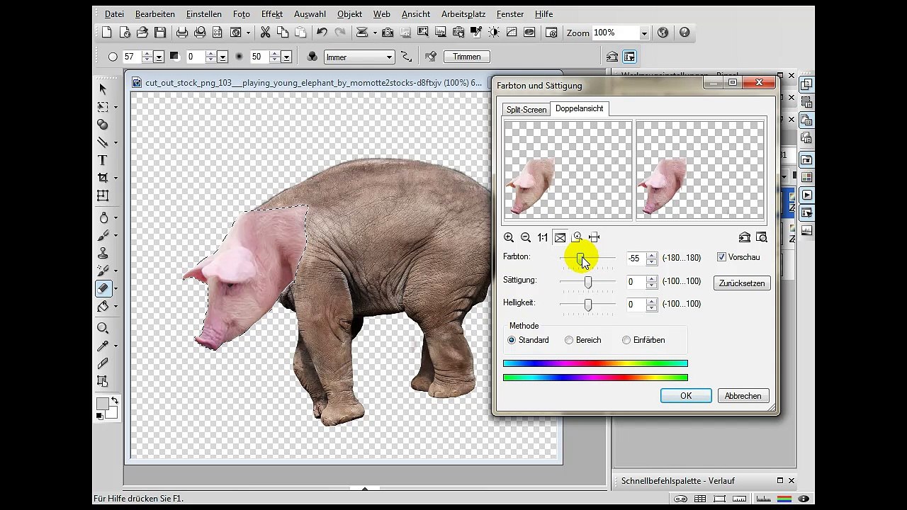 PhotoImpact Tutorial - Bilder transformieren - aus Schwein und Elefant wird Schweinefant