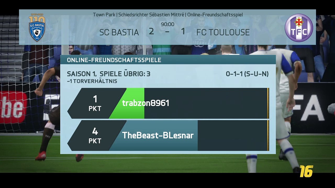 Bastia : toulouse   2:1 vb