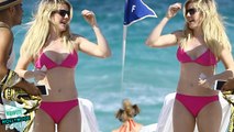 Ellie Goulding Rocks Hot Pink Bikini on Beach