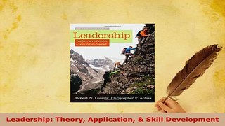 PDF  Leadership Theory Application  Skill Development PDF Full Ebook