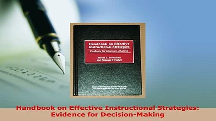 PDF  Handbook on Effective Instructional Strategies Evidence for DecisionMaking PDF Online