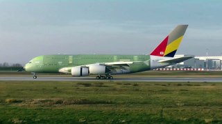First ASIANA AIRLINES A380 | Landing at Airbus Plant Hamburg