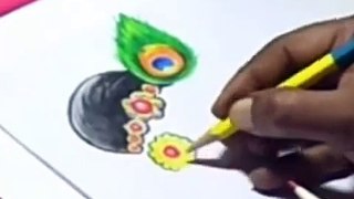 How to Draw LORD KRISHNA Color PAINTING Step by Step