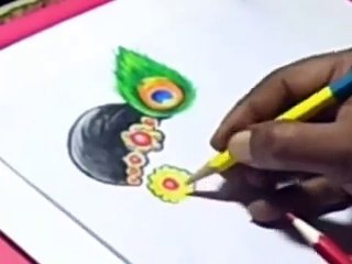 How to Draw LORD KRISHNA Color PAINTING Step by Step