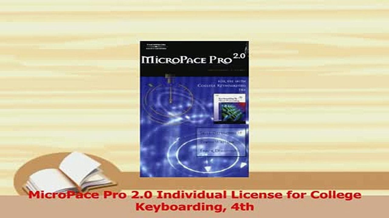 PDF  MicroPace Pro 20 Individual License for College Keyboarding 4th Download Full Ebook