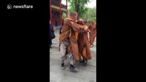 Three monks caught fighting at temple