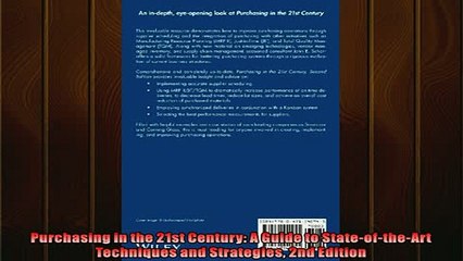 FREE PDF  Purchasing in the 21st Century A Guide to StateoftheArt Techniques and Strategies 2nd  FREE BOOOK ONLINE