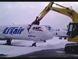 Airport Worker Smashes the Crane With Plane After Being Fired From Job