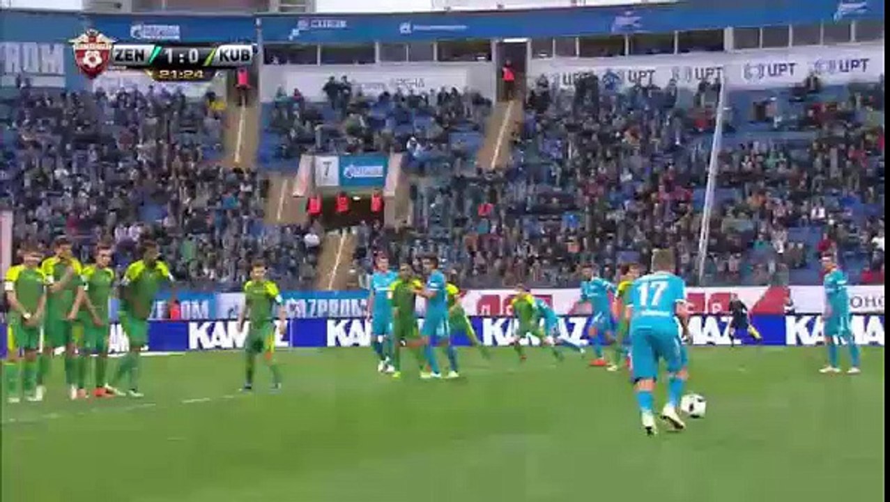 Shatov GOAL (1-0) Zenit St Petersburg vs Kuban Krasnodar (2016.04.28)