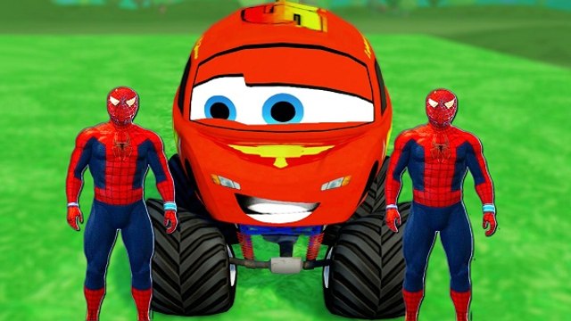 ABC Alphabet - Gta V - BIG MCQUEEN CARS & SPIDERMAN CAR! SpiderMan Colors - Monster Trucks For Children + Nursery Rhymes