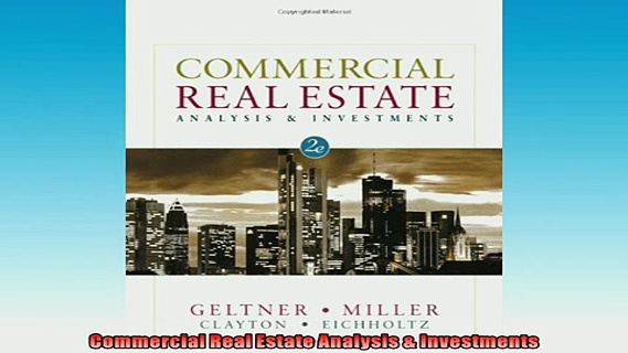 EBOOK ONLINE  Commercial Real Estate Analysis  Investments  FREE BOOOK ONLINE