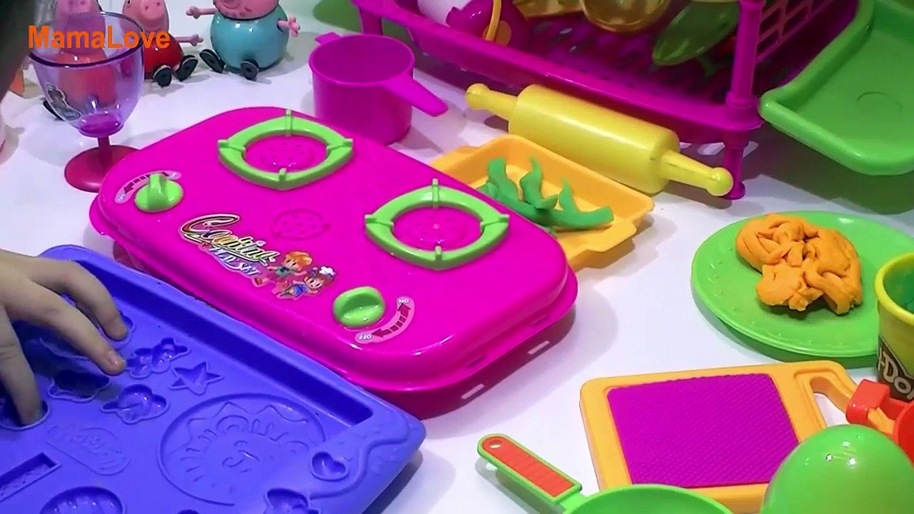 Kid Play Doh with PEPPA PIG and KITCHEN TOYS ✄ New Playdoh video ♥ Mama love