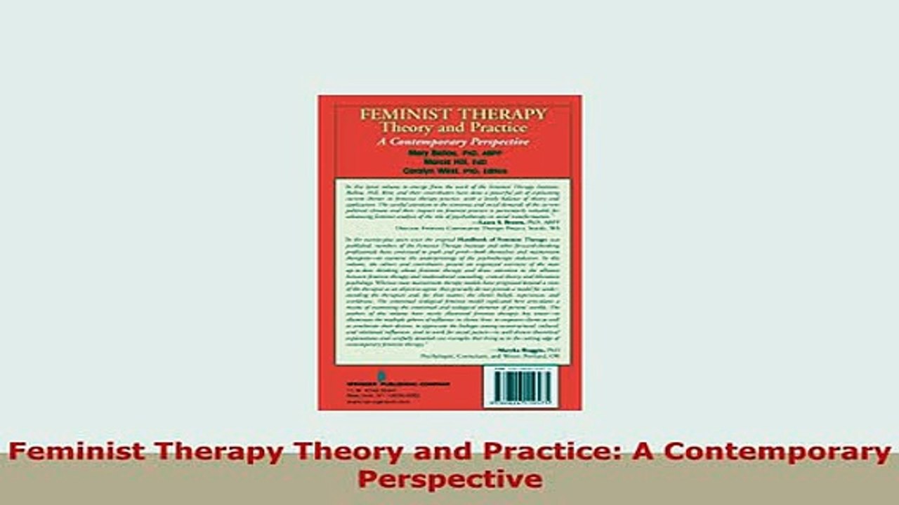 Download  Feminist Therapy Theory and Practice A Contemporary Perspective Ebook