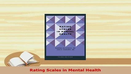 PDF  Rating Scales in Mental Health PDF Full Ebook