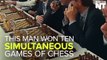 This guy won 10 games of chess simultaneously — while blindfolded