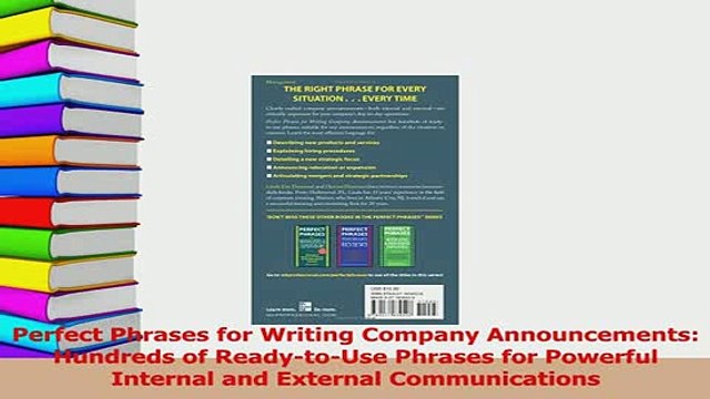 PDF Perfect Phrases for Writing Company Announcements Hundreds of ReadytoUse Phrases for Read Full Ebook