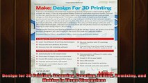 READ book  Design for 3D Printing Scanning Creating Editing Remixing and Making in Three Dimensions  FREE BOOOK ONLINE