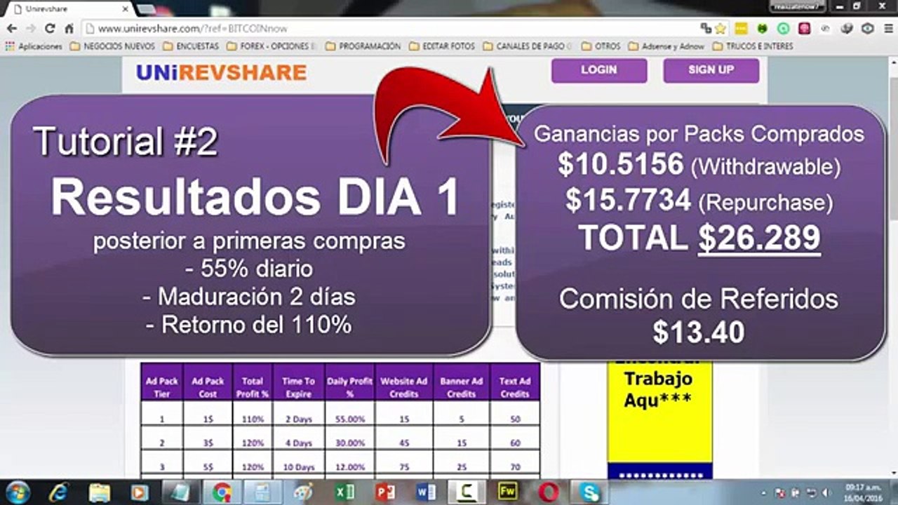 UniRevShare - Excelentes Resultados DIA 1 (Ganancias $39.68) tutorial #2