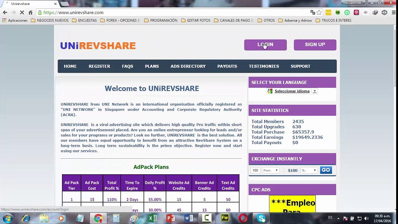 UniRevShare - Excelentes Resultados en solo 2 Días (mas de $200 en ganancias) tutorial #3