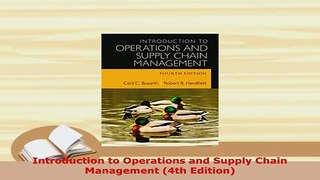 PDF  Introduction to Operations and Supply Chain Management 4th Edition Ebook