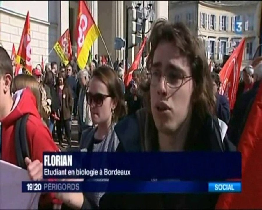 Reportage de France 3 Périgord sur la manif du 28/04 à Périgueux