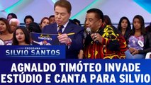 Agnaldo Timóteo invade estúdio e canta para Silvio Santos