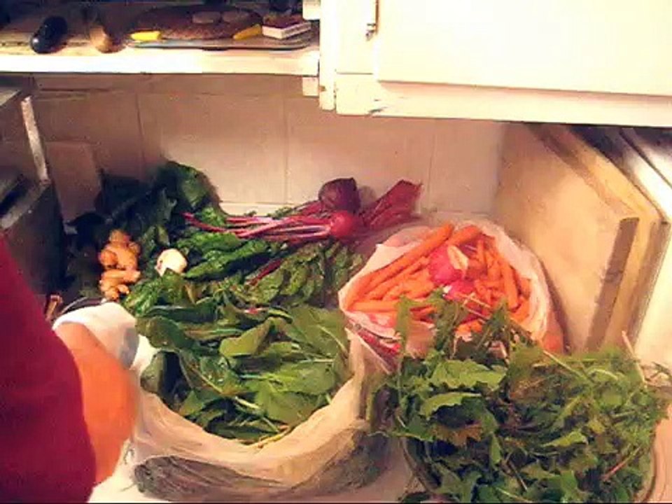 Dandelion  French sorrel juice with Swiss chard, beets, radish, ginger, garlic, tomato and carrots