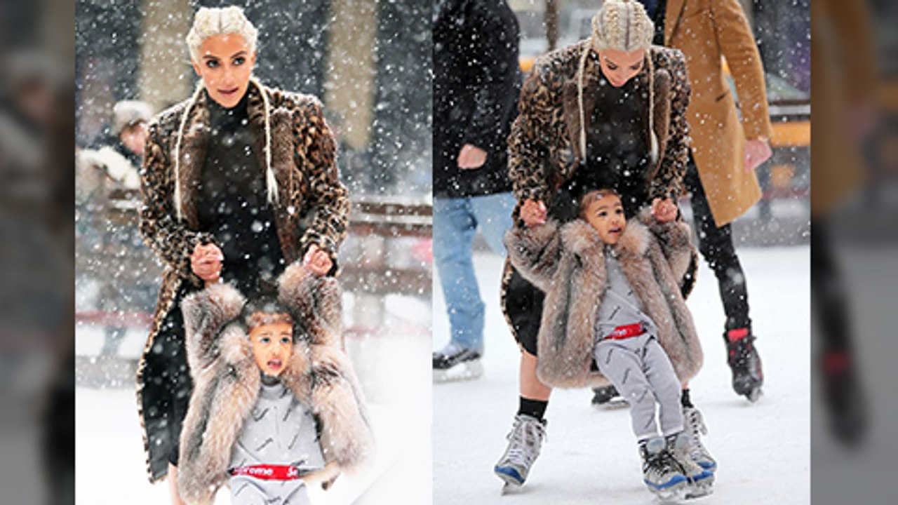 Aww!! North West Learns Ice Skating From Mommy Kim Kardashian