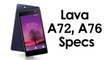 Lava A72, A76 Smartphones Launched Price and Specifications