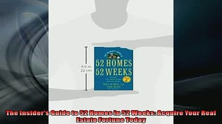 FREE PDF  The Insiders Guide to 52 Homes in 52 Weeks Acquire Your Real Estate Fortune Today READ ONLINE