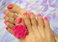 Nail Art - Pink flower Pedicure - Flower Pedicure - Pink Toe Nails