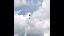 Deux avions de chasse réalisent un show aérien pour les 160 salariés de l'usine Sparflex à Dizy